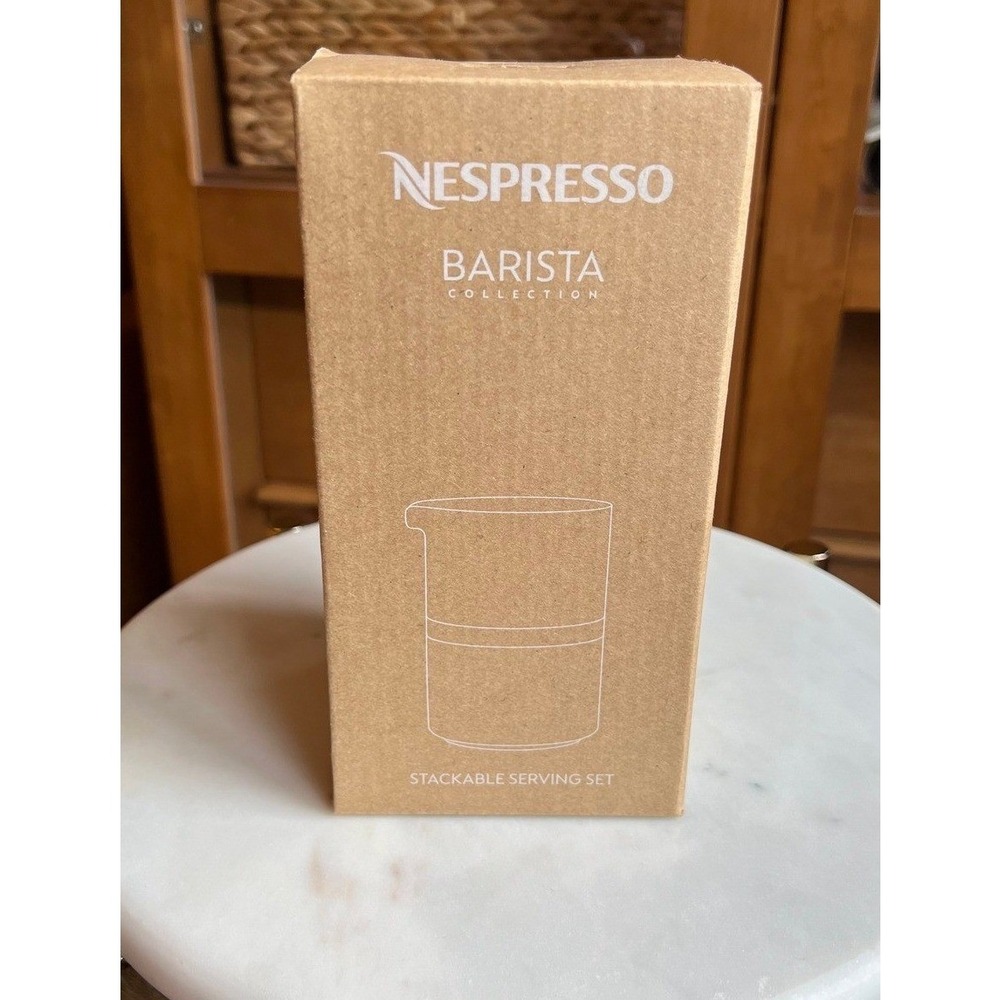 Nespresso Barista Collection Stackable Serving Set Sugar Bowl Milk Jug with Lid